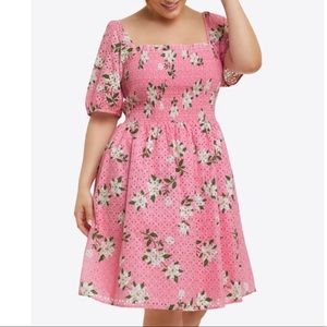NWT Draper James | Pink Eyelet Puff Sleeve Dress | XXL